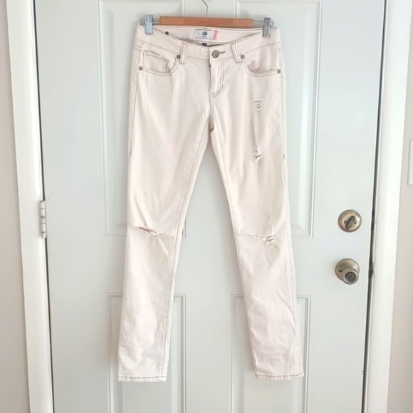 Cabi white deconstructed slim boyfriend jeans size 0 - Picture 1 of 10